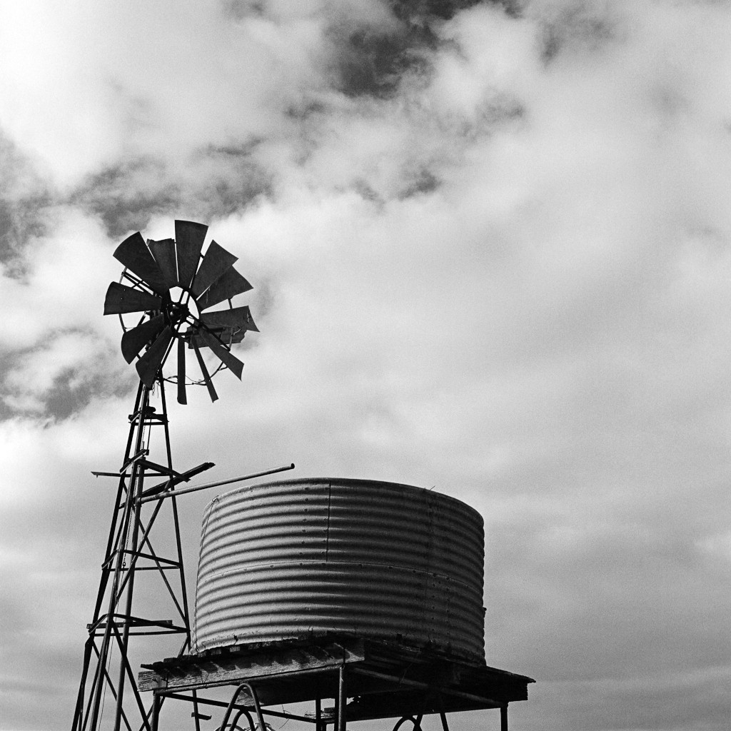Windmill and Tank Farm Scene Photography Print, original film photography, rochester, victoria, australia